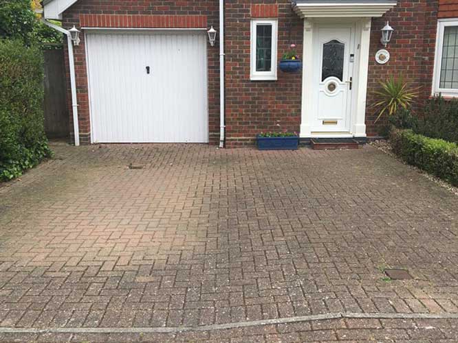 Block Paving Driveway before cleaning