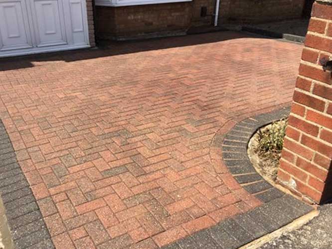 Curved Design Block Paving Driveway Cleaned