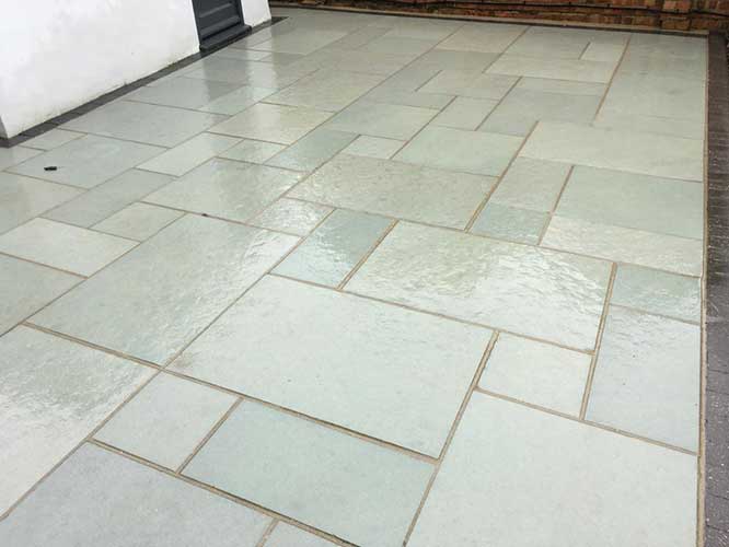 Light Grey Sandstone Patio Cleaned